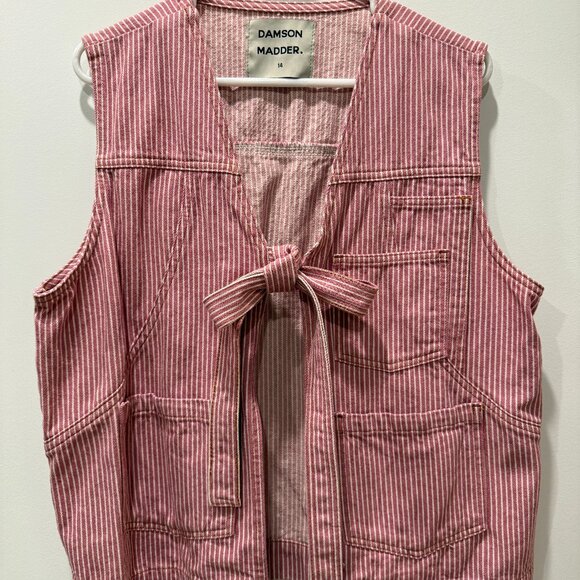 Damson Madder Pink Stripe Denim Vest - Picture 3 of 7